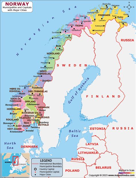 Map of Norway cities: major cities and capital of .